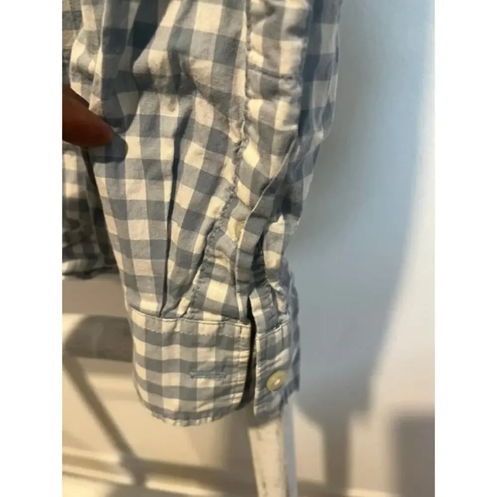 Old Navy Boys Blue White Gingham Button-Up Shirt Size M Long Sleeve Excellent